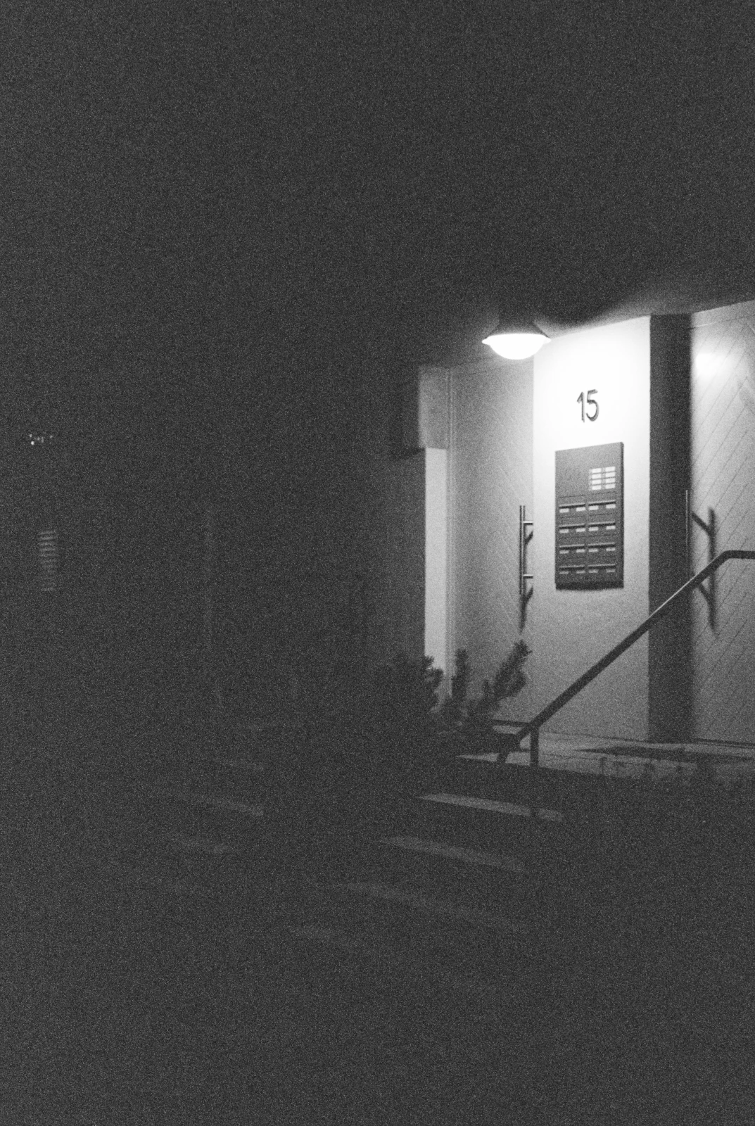 Building entrance at night